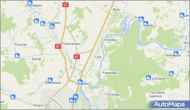 mapa Lipa gmina Pułtusk, Lipa gmina Pułtusk na mapie Targeo