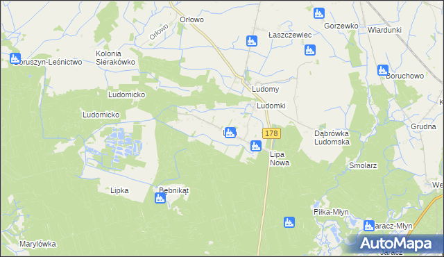 mapa Lipa gmina Ryczywół, Lipa gmina Ryczywół na mapie Targeo