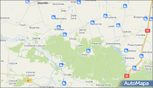 mapa Lipie gmina Mokrsko, Lipie gmina Mokrsko na mapie Targeo