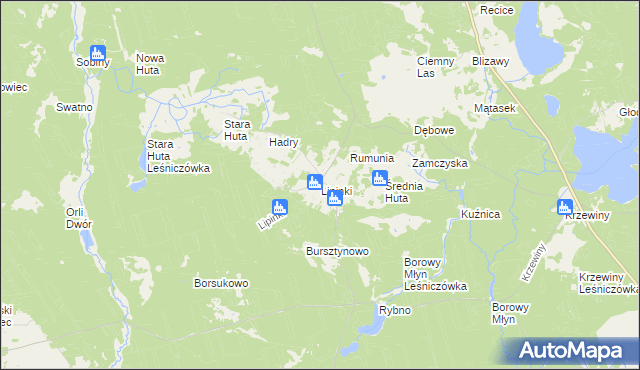 mapa Lipinki gmina Warlubie, Lipinki gmina Warlubie na mapie Targeo