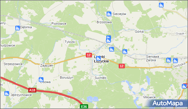 mapa Lipinki Łużyckie, Lipinki Łużyckie na mapie Targeo