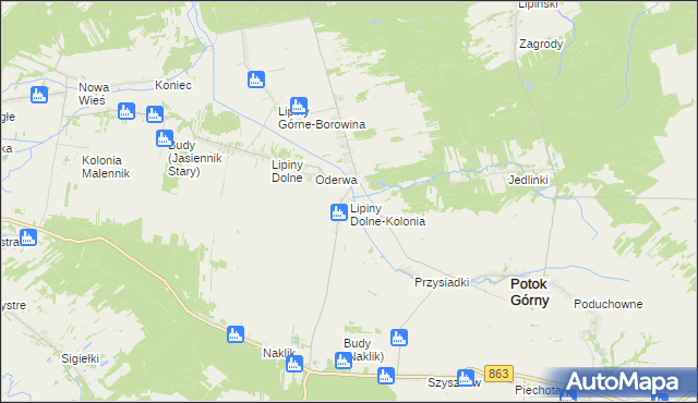 mapa Lipiny Dolne-Kolonia, Lipiny Dolne-Kolonia na mapie Targeo