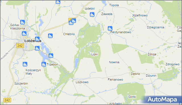 mapa Lipki gmina Łobżenica, Lipki gmina Łobżenica na mapie Targeo