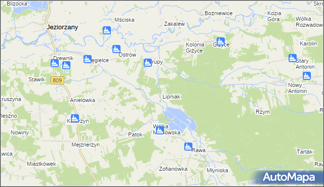 mapa Lipniak gmina Michów, Lipniak gmina Michów na mapie Targeo