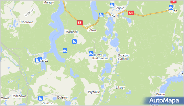 mapa Lipowo Kurkowskie, Lipowo Kurkowskie na mapie Targeo