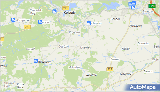 mapa Lisewiec, Lisewiec na mapie Targeo