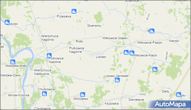 mapa Lisowo gmina Drohiczyn, Lisowo gmina Drohiczyn na mapie Targeo