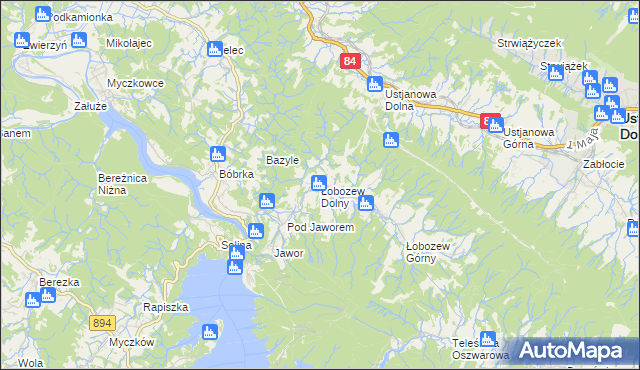 mapa Łobozew Dolny, Łobozew Dolny na mapie Targeo