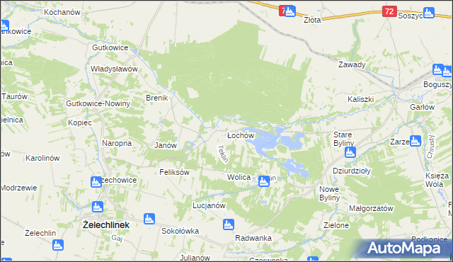 mapa Łochów gmina Żelechlinek, Łochów gmina Żelechlinek na mapie Targeo