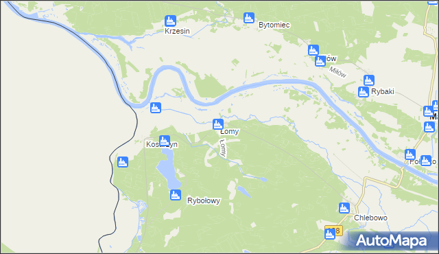 mapa Łomy gmina Gubin, Łomy gmina Gubin na mapie Targeo