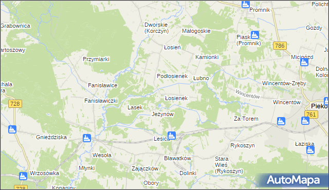 mapa Łosienek, Łosienek na mapie Targeo