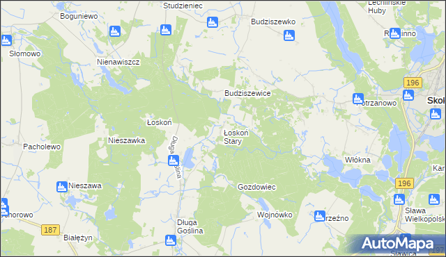 mapa Łoskoń Stary, Łoskoń Stary na mapie Targeo