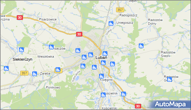 mapa Lubań, Lubań na mapie Targeo
