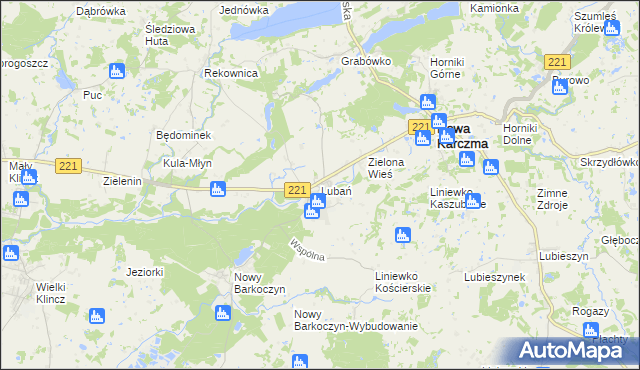mapa Lubań gmina Nowa Karczma, Lubań gmina Nowa Karczma na mapie Targeo