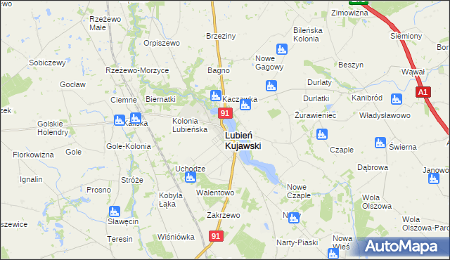 mapa Lubień Kujawski, Lubień Kujawski na mapie Targeo