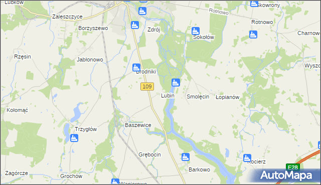 mapa Lubin gmina Gryfice, Lubin gmina Gryfice na mapie Targeo