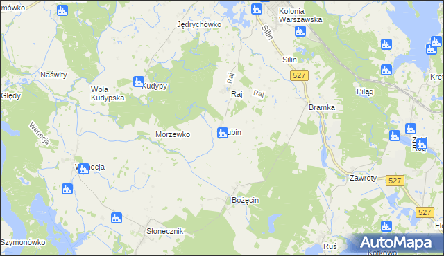 mapa Lubin gmina Morąg, Lubin gmina Morąg na mapie Targeo