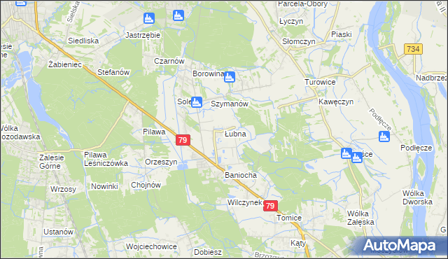 mapa Łubna gmina Góra Kalwaria, Łubna gmina Góra Kalwaria na mapie Targeo