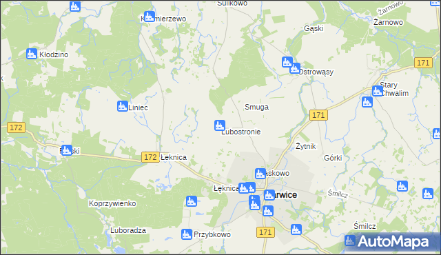 mapa Lubostronie, Lubostronie na mapie Targeo