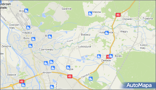 mapa Luboszyce gmina Łubniany, Luboszyce gmina Łubniany na mapie Targeo