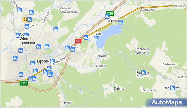 mapa Lubowidz gmina Nowa Wieś Lęborska, Lubowidz gmina Nowa Wieś Lęborska na mapie Targeo