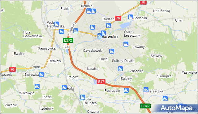 mapa Lucin gmina Garwolin, Lucin gmina Garwolin na mapie Targeo