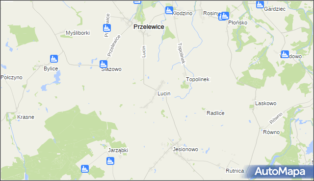 mapa Lucin gmina Przelewice, Lucin gmina Przelewice na mapie Targeo