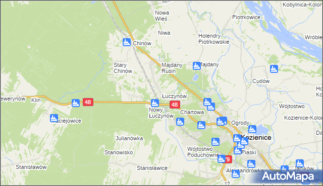 mapa Łuczynów gmina Kozienice, Łuczynów gmina Kozienice na mapie Targeo