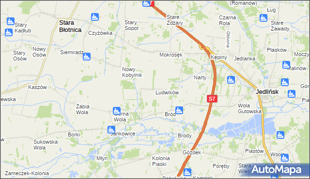 mapa Ludwików gmina Jedlińsk, Ludwików gmina Jedlińsk na mapie Targeo