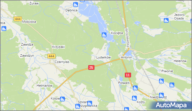 mapa Ludwików gmina Przygodzice, Ludwików gmina Przygodzice na mapie Targeo