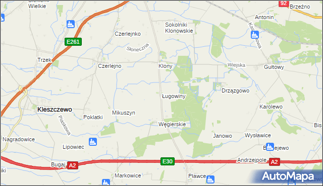 mapa Ługowiny, Ługowiny na mapie Targeo
