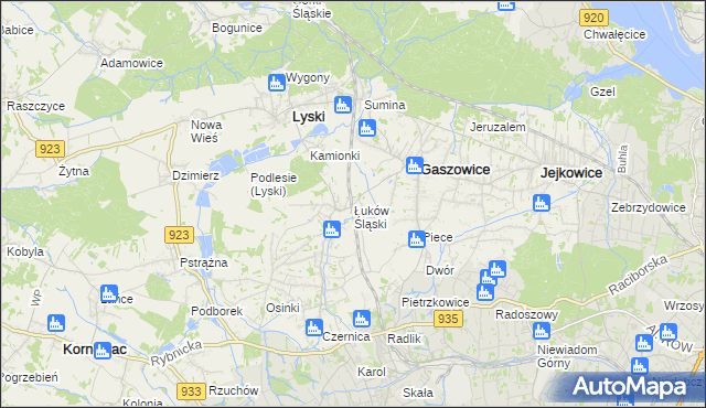 mapa Łuków Śląski, Łuków Śląski na mapie Targeo