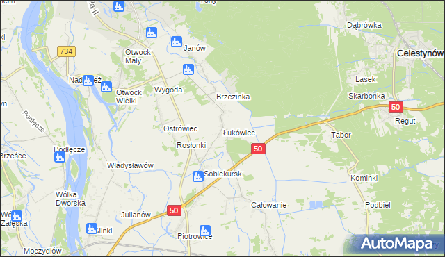 mapa Łukówiec gmina Karczew, Łukówiec gmina Karczew na mapie Targeo