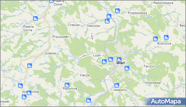 mapa Łupki gmina Wleń, Łupki gmina Wleń na mapie Targeo