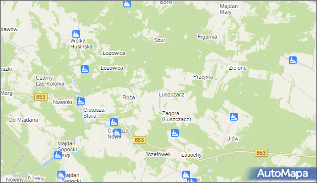 mapa Łuszczacz, Łuszczacz na mapie Targeo