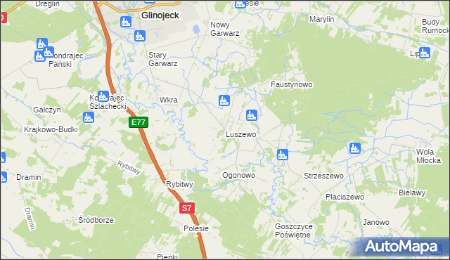 mapa Luszewo gmina Glinojeck, Luszewo gmina Glinojeck na mapie Targeo