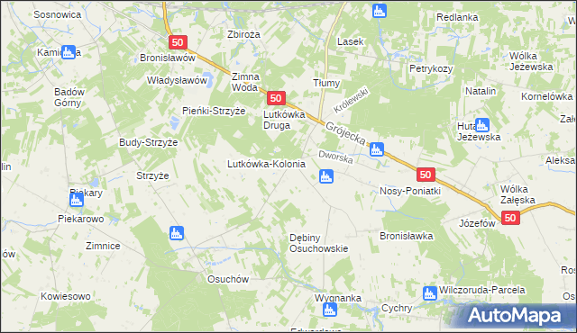 mapa Lutkówka gmina Mszczonów, Lutkówka gmina Mszczonów na mapie Targeo