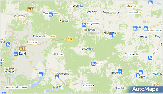 mapa Łutowiec, Łutowiec na mapie Targeo