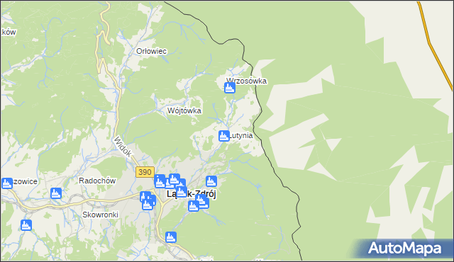 mapa Lutynia gmina Lądek-Zdrój, Lutynia gmina Lądek-Zdrój na mapie Targeo