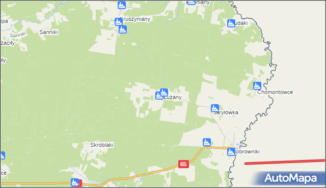 mapa Łużany, Łużany na mapie Targeo