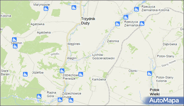 mapa Łychów Gościeradowski, Łychów Gościeradowski na mapie Targeo