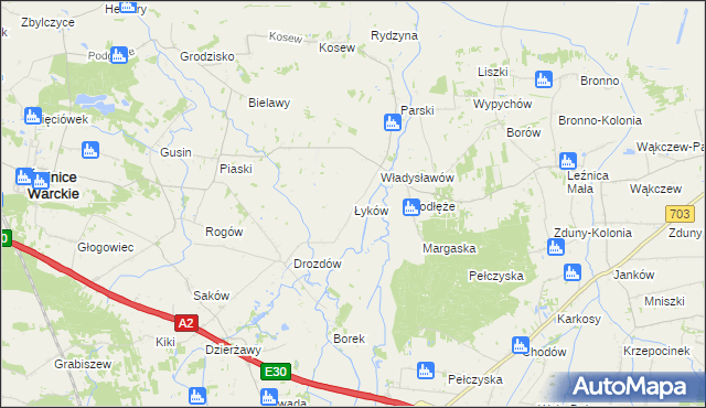 mapa Łyków, Łyków na mapie Targeo