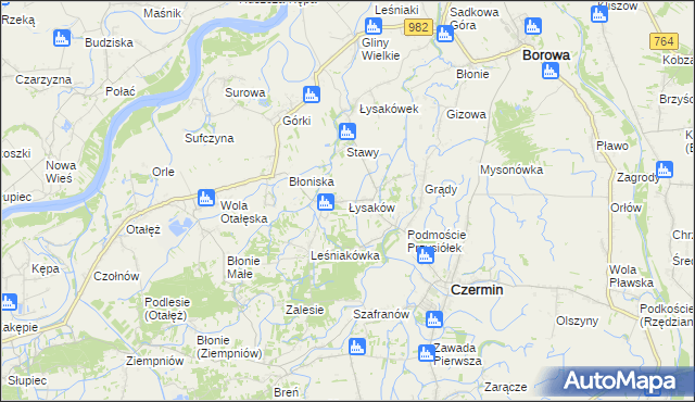 mapa Łysaków gmina Czermin, Łysaków gmina Czermin na mapie Targeo