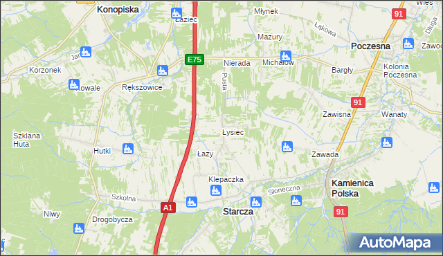 mapa Łysiec, Łysiec na mapie Targeo