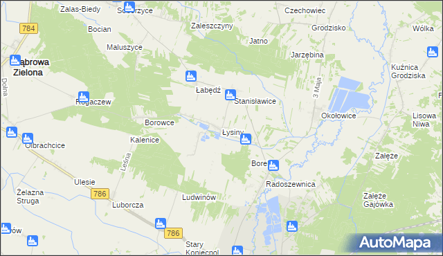 mapa Łysiny gmina Koniecpol, Łysiny gmina Koniecpol na mapie Targeo