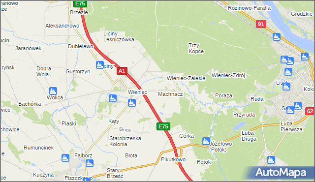 mapa Machnacz gmina Brześć Kujawski, Machnacz gmina Brześć Kujawski na mapie Targeo