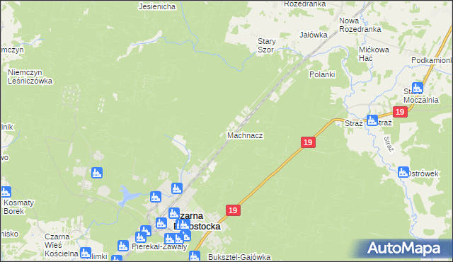 mapa Machnacz gmina Czarna Białostocka, Machnacz gmina Czarna Białostocka na mapie Targeo