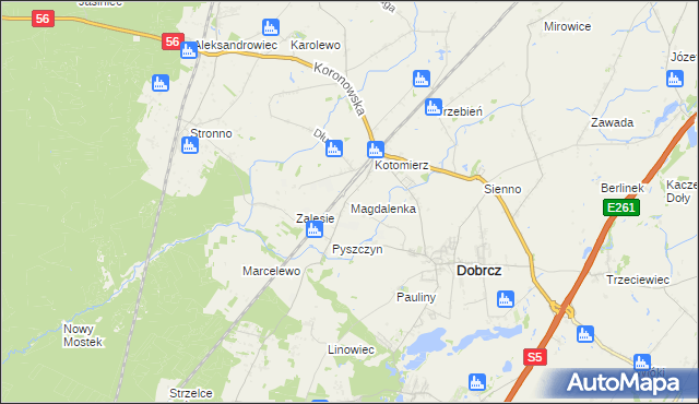 mapa Magdalenka gmina Dobrcz, Magdalenka gmina Dobrcz na mapie Targeo