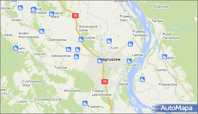 mapa Magnuszew, Magnuszew na mapie Targeo
