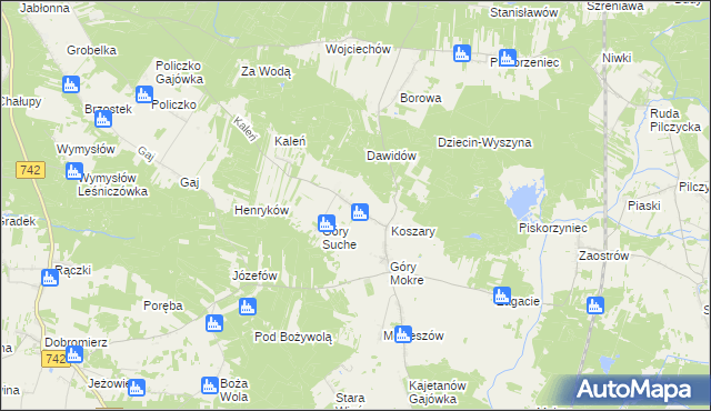 mapa Majdan gmina Przedbórz, Majdan gmina Przedbórz na mapie Targeo